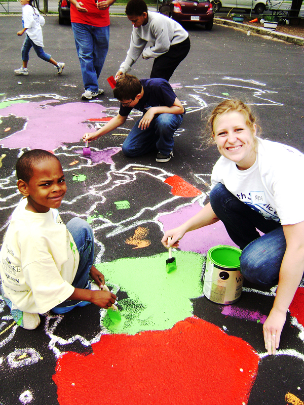 Area youth designed and painted an art mural project at the West End Center.