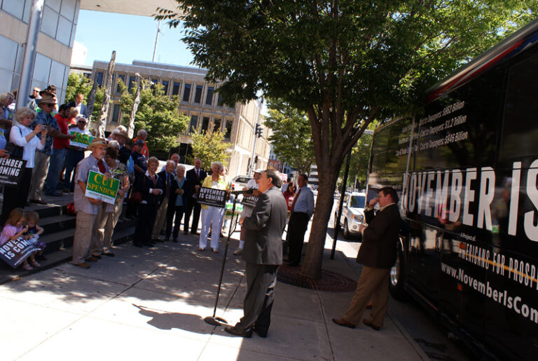 Bus Tour Criticizes Big Government, Spending, Democrat Incumbents