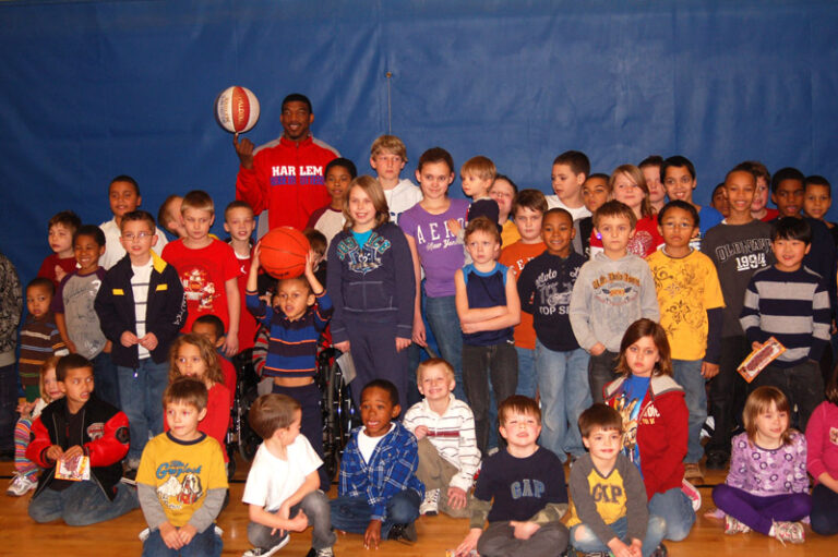 Harlem Globetrotter Buckets Blakes Visits YMCA