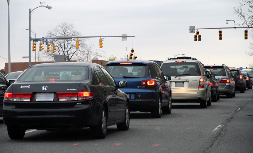 Car Stopped At Red Light