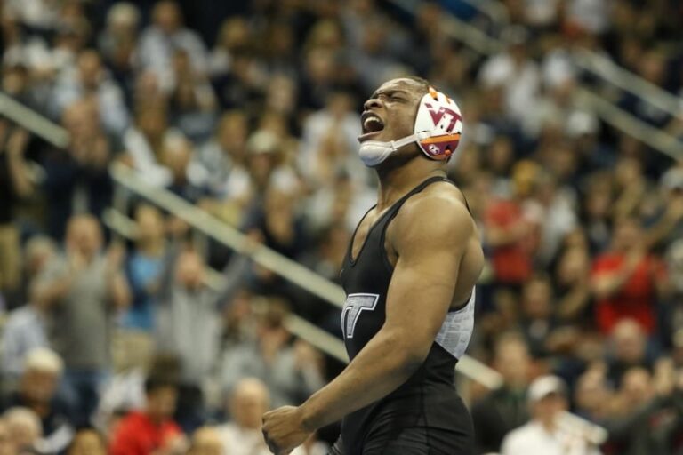 Redshirt Freshman Mekhi Lewis Wins Tech Wrestling’s First National Championship