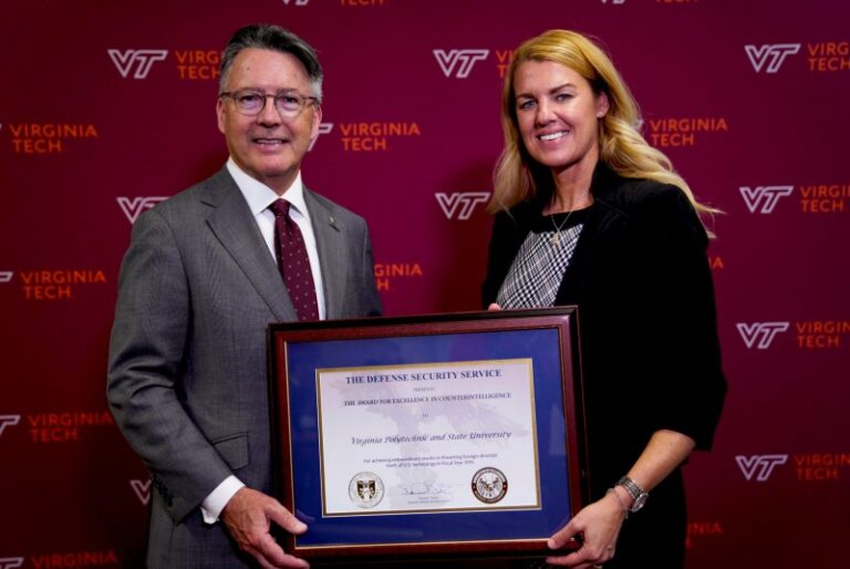 Virginia Tech Receives Federal Award for Counterintelligence Work