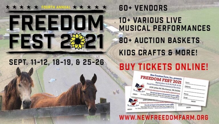 New Freedom Farm to Host FREEDOM FEST Over Three Weekends in September