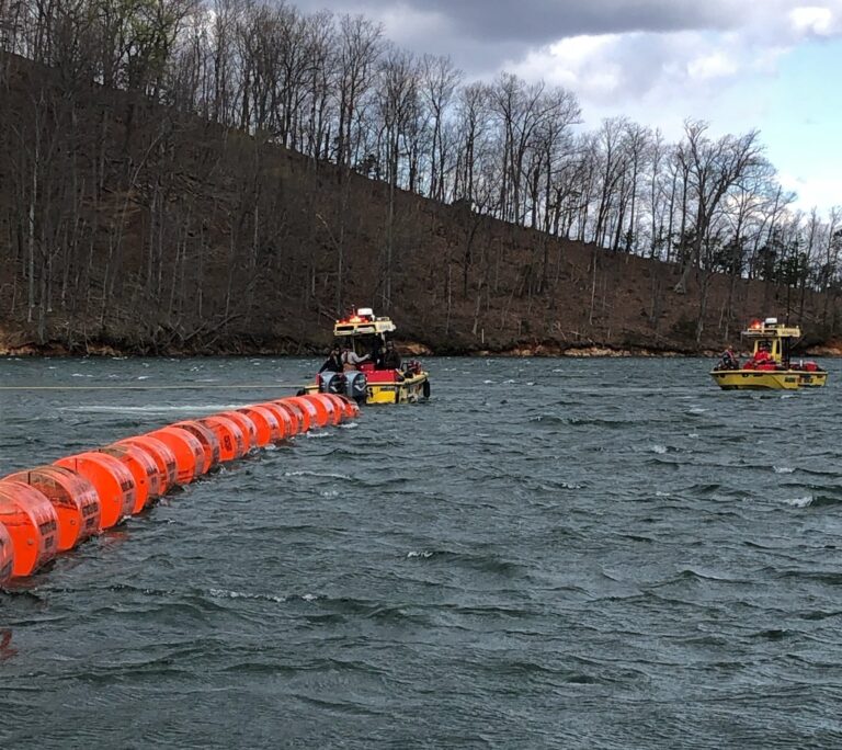 Boat Barrier Breaks at Smith Mountain Lake Dam