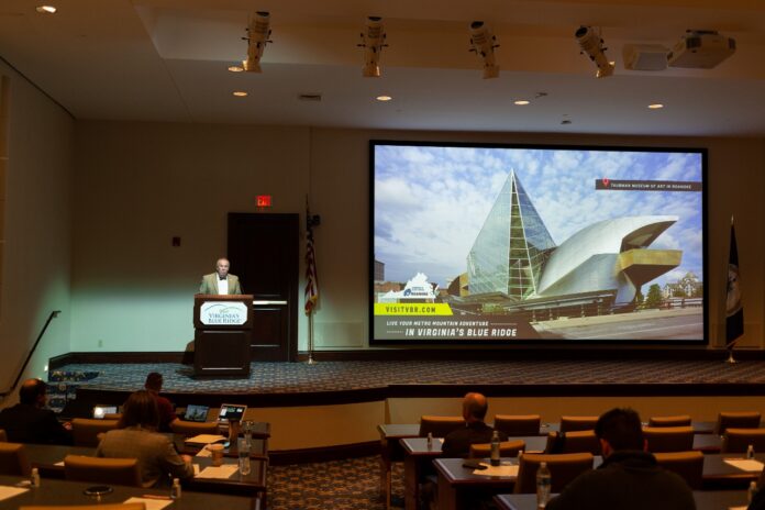 Visit VBR Board Chair Lee Wilhelm III speaks at the unveiling of VBR's spring 2023 strategic marketing campaign.